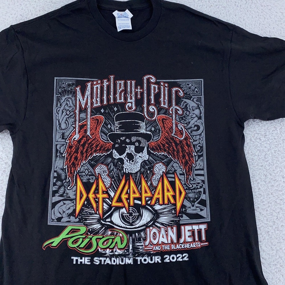 2022 Motley Crue Def Leppard Poison Joan Jett Stadium Tour Shirt Mens S Concert